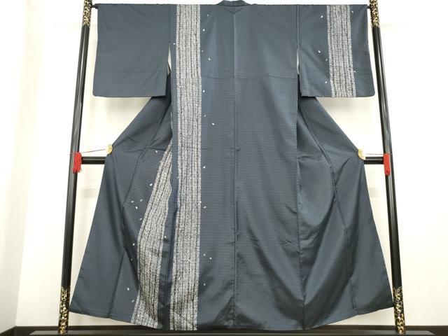 平和屋着物●本場染大島紬 訪問着 枝葉間道 まるやま扱い 正絹 逸品 AABE0267ck