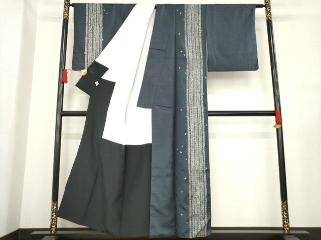 平和屋着物●本場染大島紬 訪問着 枝葉間道 まるやま扱い 正絹 逸品 AABE0267ck