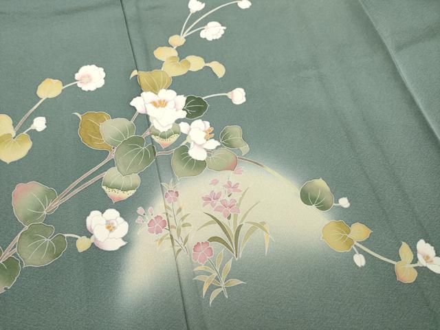 平和屋着物●訪問着　友禅　作家物　草花文　暈し染め　正絹　逸品　AABE0271ck