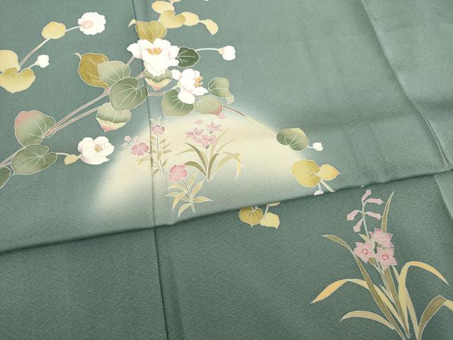 平和屋着物●訪問着　友禅　作家物　草花文　暈し染め　正絹　逸品　AABE0271ck