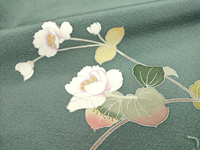 平和屋着物●訪問着　友禅　作家物　草花文　暈し染め　正絹　逸品　AABE0271ck