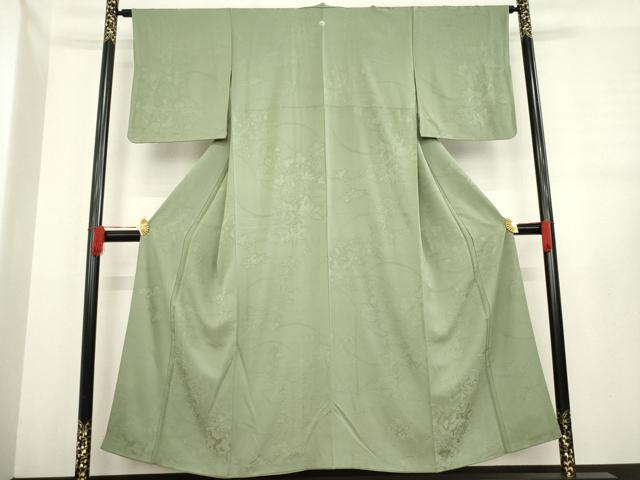 平和屋着物●上質な色無地　花蔦草地紋　岩井茶色　正絹　逸品　AABE0274ck