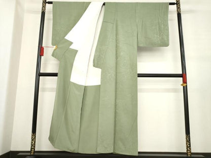 平和屋着物●上質な色無地　花蔦草地紋　岩井茶色　正絹　逸品　AABE0274ck