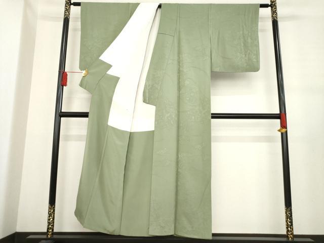 平和屋着物●上質な色無地　花蔦草地紋　岩井茶色　正絹　逸品　AABE0274ck