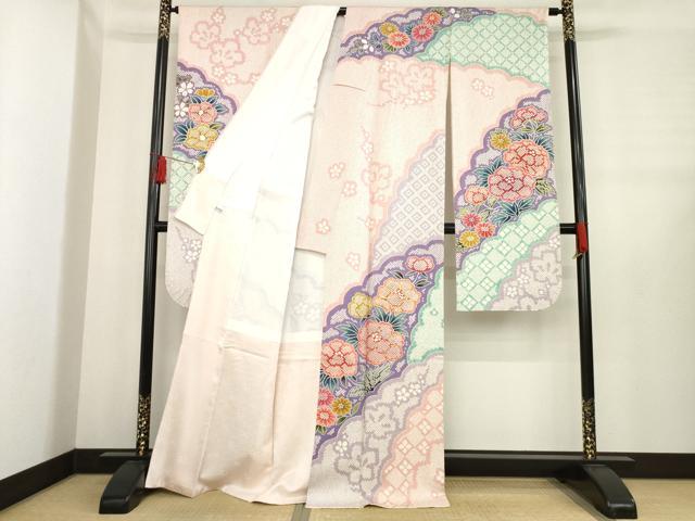 平和屋着物●豪華振袖　雪輪重ね花文　正絹　逸品　AABE0276ck