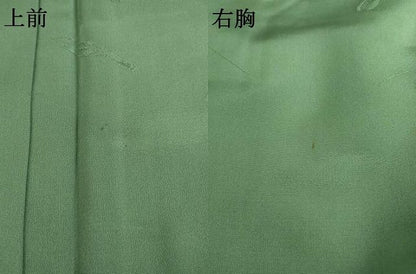 平和屋着物●上質な色無地　仕覆　器物文　老竹色　正絹　逸品　AABE0277ck