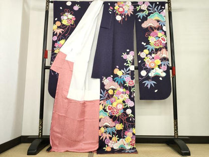 平和屋着物●豪華振袖　吉祥花束文　正絹　逸品　未使用　AABE0286ck