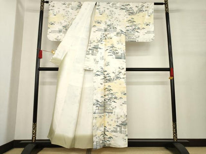 平和屋着物●本場染大島紬　訪問着　風景文　正絹　逸品　AABE0289ck