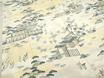 平和屋着物●本場染大島紬　訪問着　風景文　正絹　逸品　AABE0289ck