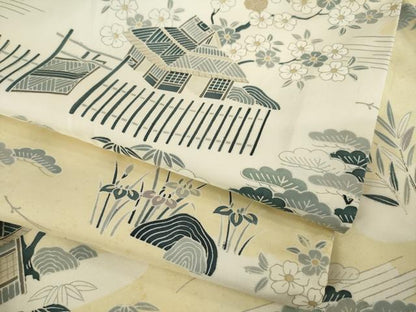 平和屋着物●本場染大島紬　訪問着　風景文　正絹　逸品　AABE0289ck