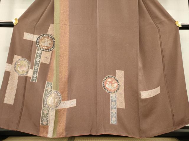 平和屋着物●訪問着　狩猟花鳥文　正絹　逸品　AABE0293ck