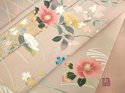 平和屋着物●訪問着 友禅 作家物 飾花文 暈し染め 正絹 逸品 AABE0294ck