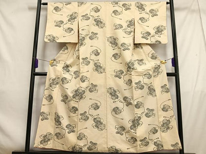 平和屋着物■小千谷紬　鼓文　正絹　逸品　AABE0364oa