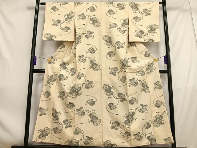 平和屋着物■小千谷紬　鼓文　正絹　逸品　AABE0364oa