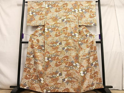 平和屋着物■上質な小紋　風景花文　正絹　逸品　AABE0366oa