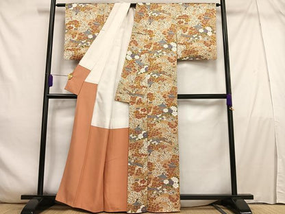 平和屋着物■上質な小紋　風景花文　正絹　逸品　AABE0366oa
