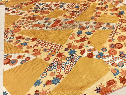 平和屋着物■上質な小紋　刺繍　草花文　金彩　正絹　逸品　AABE0369oa