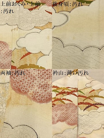 平和屋着物■上質な小紋　雲取り雪芝文　暈し染め　金彩　正絹　逸品　AABE0377oa