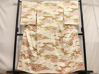 平和屋着物■上質な小紋　雲取り雪芝文　暈し染め　金彩　正絹　逸品　AABE0377oa