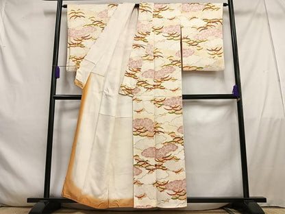平和屋着物■上質な小紋　雲取り雪芝文　暈し染め　金彩　正絹　逸品　AABE0377oa