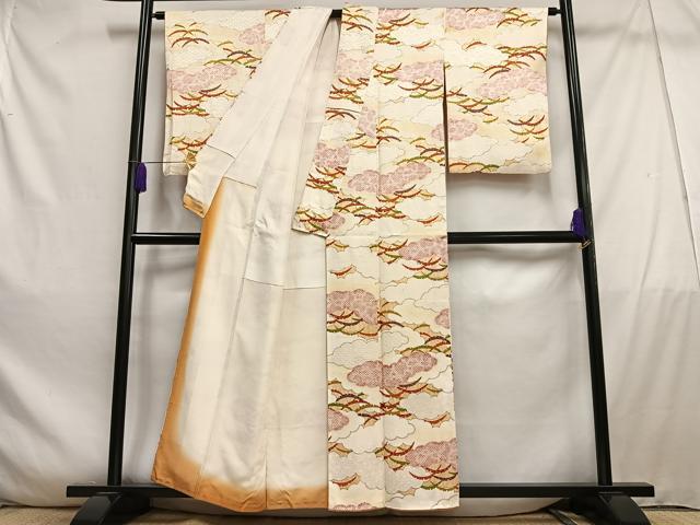 平和屋着物■上質な小紋　雲取り雪芝文　暈し染め　金彩　正絹　逸品　AABE0377oa