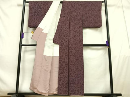 平和屋着物■上質な小紋　鳳凰花地紋　正絹　逸品　AABE0379oa