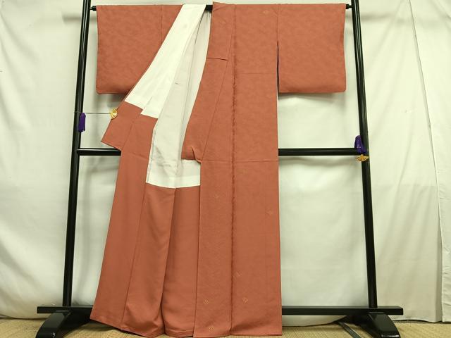 平和屋着物■上質な小紋　寿光織　花菱文　金糸　正絹　逸品　AABE0385oa