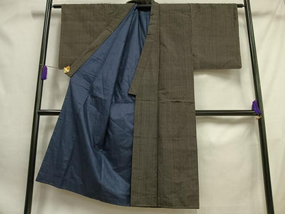 平和屋着物■男性　紬　縞　正絹　逸品　未使用　AABE0387oa