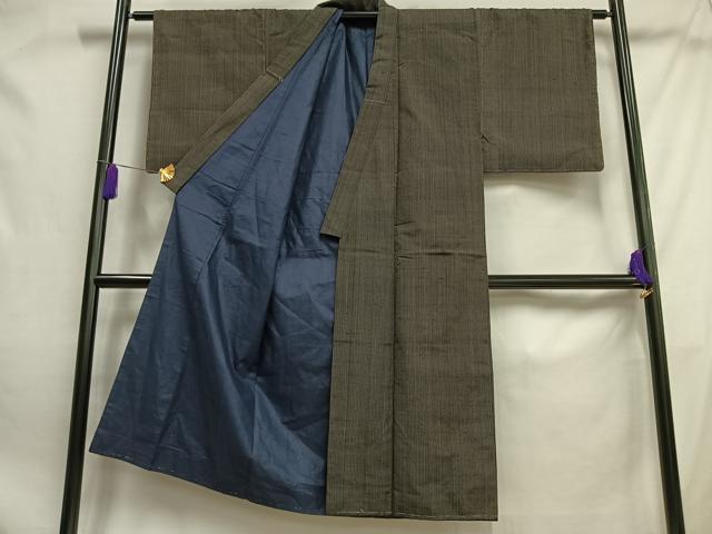 平和屋着物■男性　紬　縞　正絹　逸品　未使用　AABE0387oa
