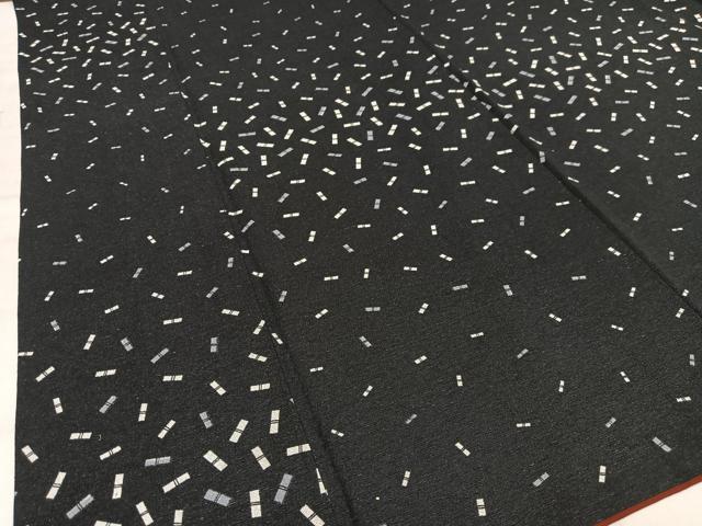 平和屋着物□上質な小紋 竹文 黒地 正絹 逸品 AABE0404oa