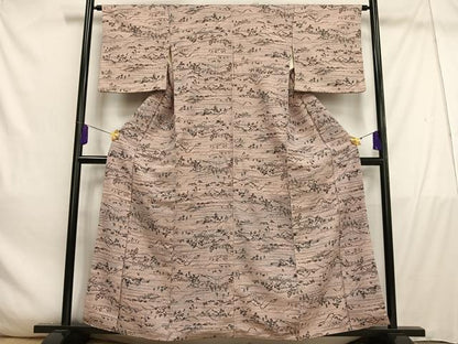 平和屋着物■上質な小紋　手描き　風景人物文　正絹　逸品　AABE0405oa