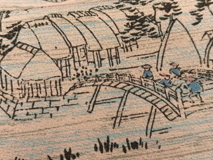 平和屋着物■上質な小紋　手描き　風景人物文　正絹　逸品　AABE0405oa
