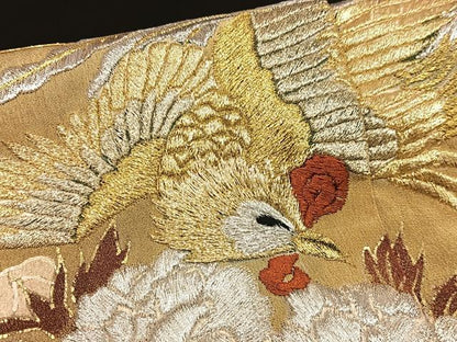 平和屋着物■豪華黒留袖　駒刺繍　檜扇鳳凰松文　金銀糸　金彩　正絹　逸品　AABE0407oa