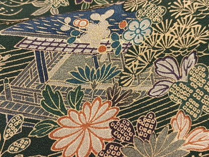 平和屋着物■上質な小紋　風景草花文　正絹　逸品　AABE0411oa