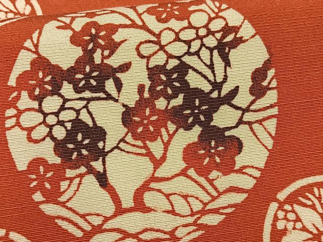 平和屋着物■上質な小紋　型染め　草花文　紬地　正絹　逸品　AABE0419oa