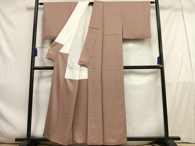 平和屋着物●上質な色無地　紋意匠　南天地紋　薄柿色　正絹　逸品　BAAW5114hj 平和屋着物▽上質な色無地 単衣 薄柿色 正絹 逸品 AABG8725jh : 平和屋