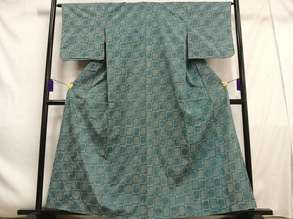平和屋着物■上質な紬　80亀甲　変わり市松文　正絹　逸品　AABE0445oa