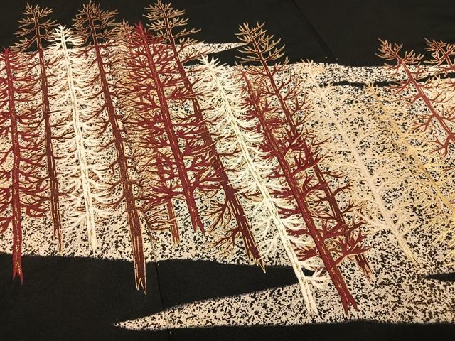 平和屋着物■豪華黒留袖　刺繍　樹林文　金糸　金彩　正絹　逸品　未使用　AABE0471oa