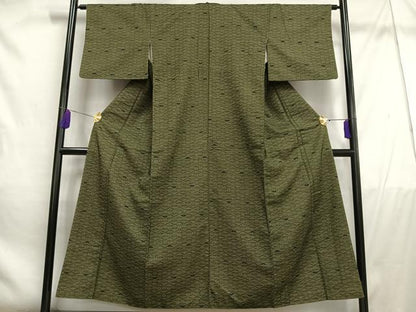 平和屋着物■上質な紬　松葉花文　正絹　逸品　AABE0475oa