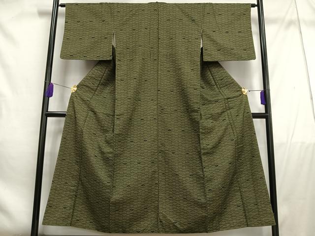 平和屋着物■上質な紬　松葉花文　正絹　逸品　AABE0475oa