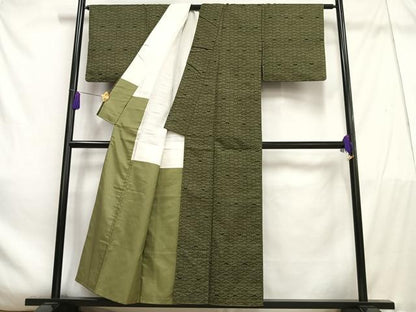 平和屋着物■上質な紬　松葉花文　正絹　逸品　AABE0475oa