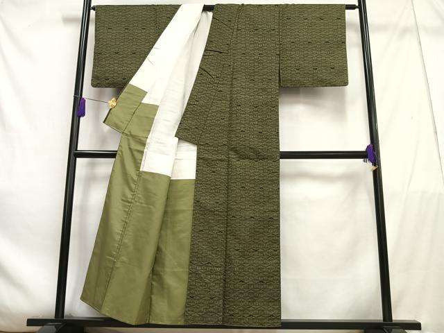平和屋着物■上質な紬　松葉花文　正絹　逸品　AABE0475oa