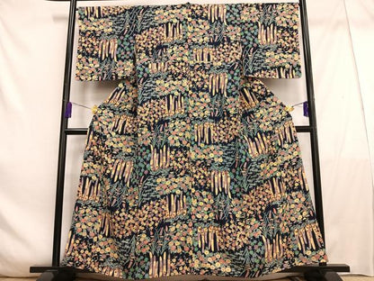 平和屋着物■上質な小紋　草花文　正絹　逸品　未使用　AABE0490oa