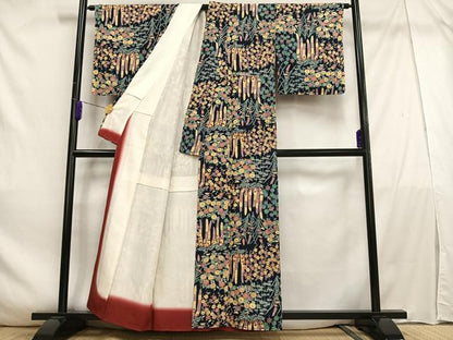 平和屋着物■上質な小紋　草花文　正絹　逸品　未使用　AABE0490oa