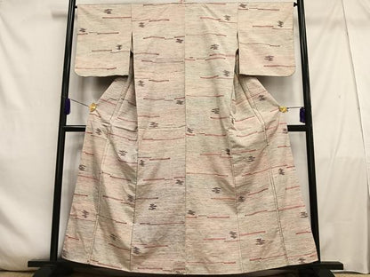 平和屋着物■上質な紬　横段霞文　正絹　逸品　AABE0491oa