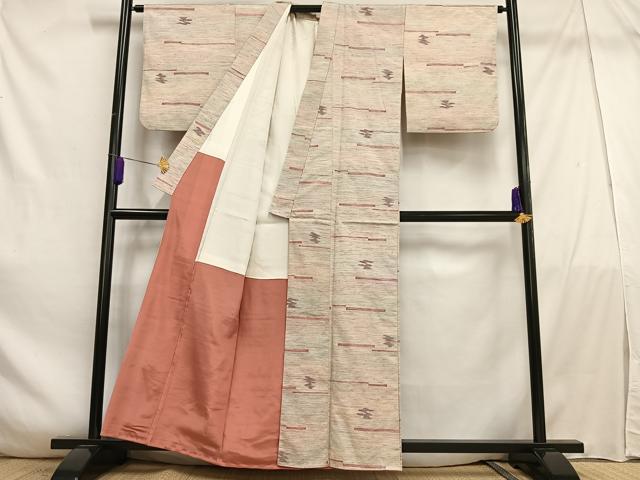 平和屋着物■上質な紬　横段霞文　正絹　逸品　AABE0491oa