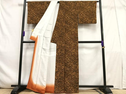 平和屋着物■上質な小紋　型染め　風景花文　鬼しぼ縮緬　正絹　逸品　未使用　AABE0507oa