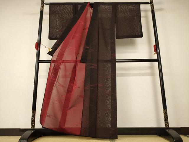 平和屋着物＊夏物 小紋 流水紋紗 正絹 逸品 AABE0602jd