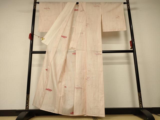 平和屋着物＊夏物　小紋　紗　笹　AABE0605jd 平和屋着物＊夏物 小紋 紗 笹 AABE0605jd