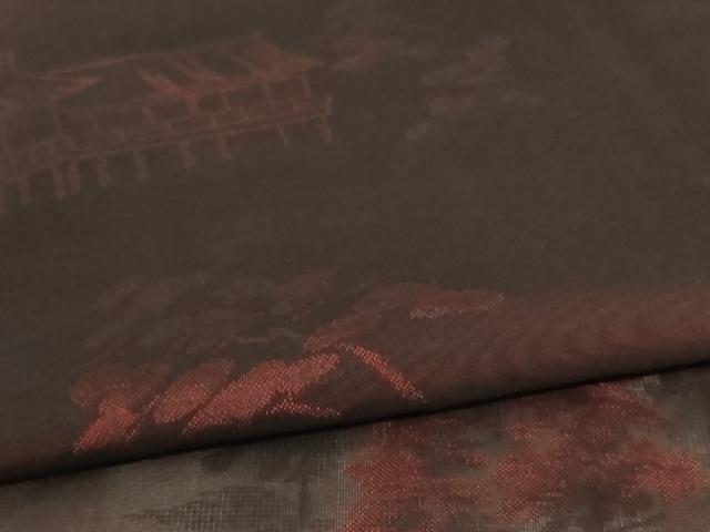 平和屋着物＊夏物 小紋 紗 風景文 正絹 逸品 AABE0606jd